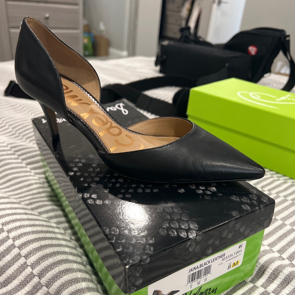 New Unworn Sam Edelman Jains Black Leather Pumps Size 8